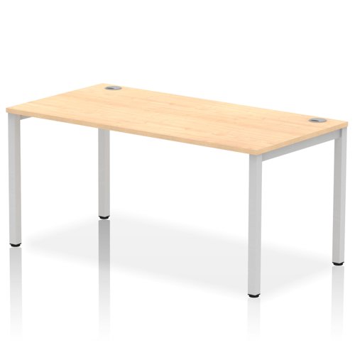 Impulse Single Row Bench Desk W1600 x D800 x H730mm Maple Finish Silver Frame - IB00270