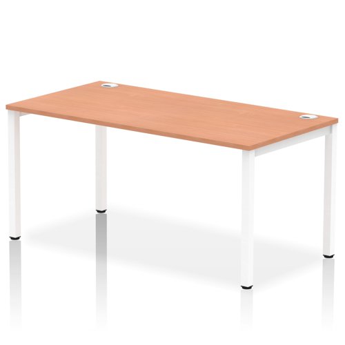 Impulse Single Row Bench Desk W1600 x D800 x H730mm Beech Finish White Frame - IB00274