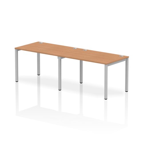 Impulse Single Row 2 Person Bench Desk W1200 x D800 x H730mm Oak Finish Silver Frame - IB00283