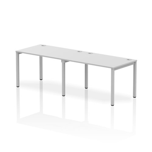 Impulse Single Row 2 Person Bench Desk W1200 x D800 x H730mm White Finish Silver Frame - IB00285