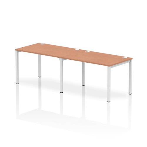 Impulse Single Row 2 Person Bench Desk W1200 x D800 x H730mm Beech Finish White Frame - IB00286