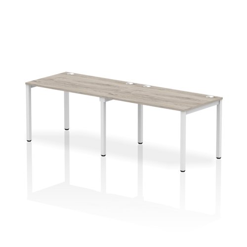 Impulse Single Row 2 Person Bench Desk W1200 x D800 x H730mm Grey Oak Finish White Frame - IB00287