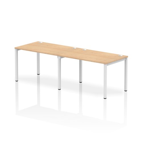 Impulse Single Row 2 Person Bench Desk W1200 x D800 x H730mm Maple Finish White Frame - IB00288