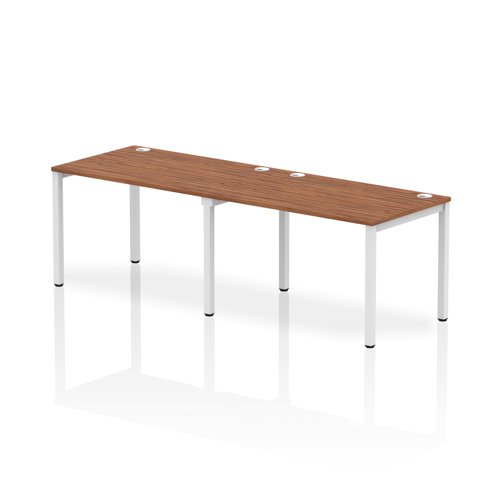 Impulse Single Row 2 Person Bench Desk W1200 x D800 x H730mm Walnut Finish White Frame - IB00290