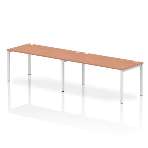 Impulse Single Row 2 Person Bench Desk W1600 x D800 x H730mm Beech Finish White Frame - IB00310