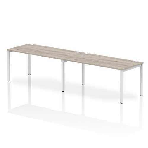 Impulse Single Row 2 Person Bench Desk W1600 x D800 x H730mm Grey Oak Finish White Frame - IB00311