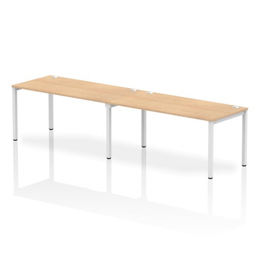 Impulse Single Row 2 Person Bench Desk W1600 x D800 x H730mm Maple Finish White Frame - IB00312