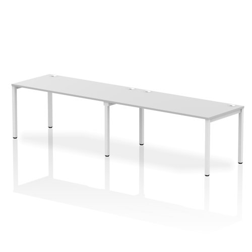 Impulse Single Row 2 Person Bench Desk W1600 x D800 x H730mm White Finish White Frame - IB00315