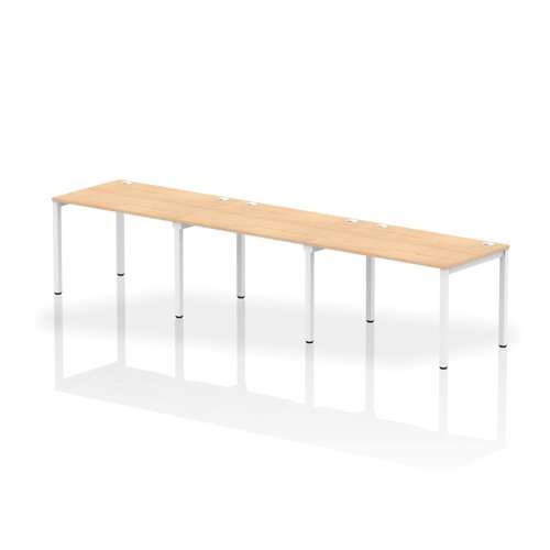 Impulse Single Row 3 Person Bench Desk W1200 x D800 x H730mm Maple Finish White Frame - IB00324