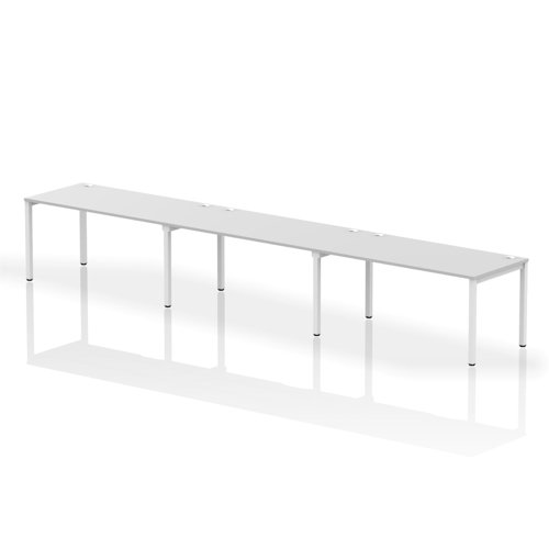 Impulse Single Row 3 Person Bench Desk W1600 x D800 x H730mm White Finish White Frame - IB00351