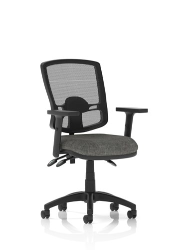 Eclipse Plus III Deluxe Medium Mesh Back Task Operator Office Chair Charcoal Seat With Height Adjustable Arms - KC0405