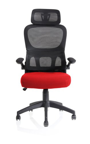 Iris Mesh Back Task Operator Office Chair Bespoke Bergamot Cherry Fabric Seat With Headrest - KCUP2032