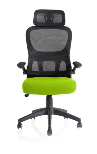 Iris Mesh Back Task Operator Office Chair Bespoke Myrrh Green Fabric Seat With Headrest - KCUP2033