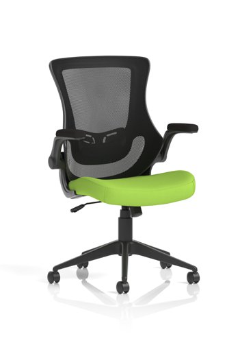 Dynamic Orbit High Mesh Back Task Office Chair With Bespoke Myrrh Green Seat and Flip Up Arms - KCUP2138