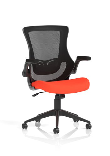 Dynamic Orbit High Mesh Back Task Office Chair With Bespoke Tabasco Orange Seat and Flip Up Arms - KCUP2140