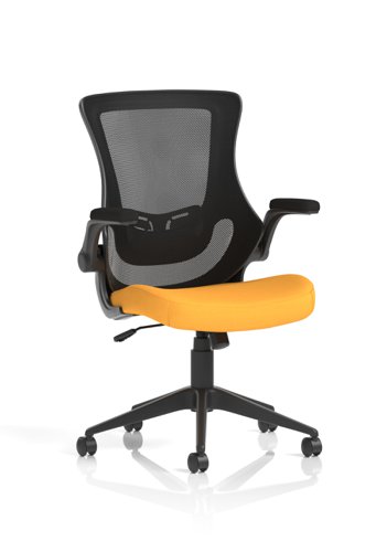 Dynamic Orbit High Mesh Back Task Office Chair With Bespoke Senna Yellow Seat and Flip Up Arms - KCUP2141