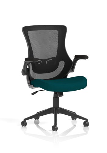 Dynamic Orbit High Mesh Back Task Office Chair With Bespoke Maringa Teal Seat and Flip Up Arms - KCUP2143