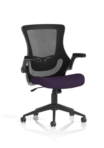 Dynamic Orbit High Mesh Back Task Office Chair With Bespoke Tansy Purple Seat and Flip Up Arms - KCUP2144