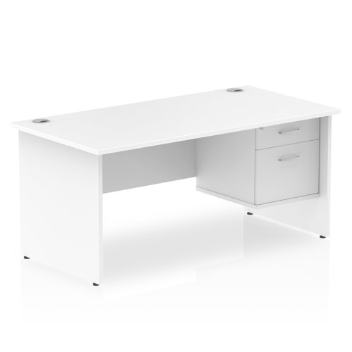 Dynamic Impulse W1600 x D800 x H730mm Straight Office Desk Panel End Leg With 1 x 2 Drawer Fixed Pedestal White Finish - MI002252