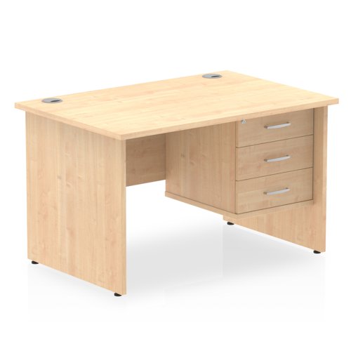 Dynamic Impulse W1200 x D800 x H730mm Straight Office Desk Panel End Leg With 1 x 3 Drawer Fixed Pedestal Maple Finish - MI002480