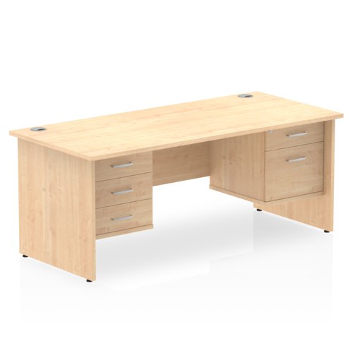 Dynamic Impulse W1600 x D800 x H730mm Straight Office Desk Panel End Leg With 1 x 2 and 1 x 3 Drawer Double Fixed Pedestal Maple Finish - MI002494