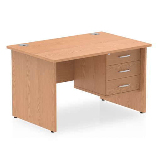 Dynamic Impulse W1200 x D800 x H730mm Straight Office Desk Panel End Leg With 1 x 3 Drawer Fixed Pedestal Oak Finish - MI002706