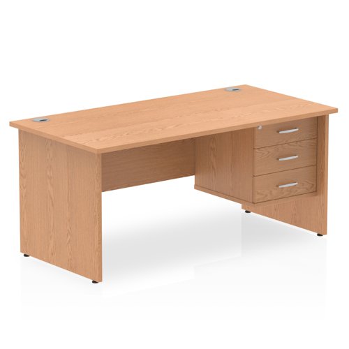 Dynamic Impulse W1600 x D800 x H730mm Straight Office Desk Panel End Leg With 1 x 3 Drawer Fixed Pedestal Oak Finish - MI002708