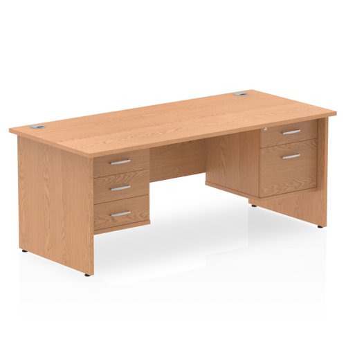 Dynamic Impulse W1600 x D800 x H730mm Straight Office Desk Panel End Leg With 1 x 2 and 1 x 3 Drawer Double Fixed Pedestal Oak Finish - MI002720