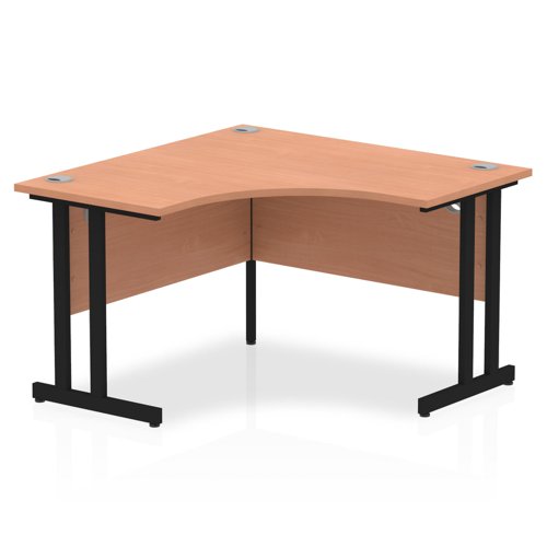 Dynamic Impulse W1200 x D1200/600 x H730mm Corner Desk With Cable Management Ports & Modesty Panel Cantilever Leg Beech Finish Black Frame - MI003192