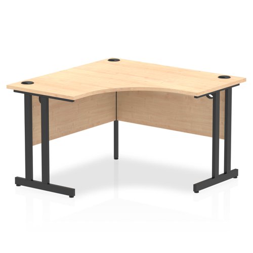 Dynamic Impulse W1200 x D1200/600 x H730mm Corner Desk With Cable Management Ports & Modesty Panel Cantilever Leg Maple Finish Black Frame - MI003222