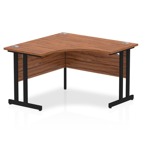 Dynamic Impulse W1200 x D1200/600 x H730mm Corner Desk With Cable Management Ports & Modesty Panel Cantilever Leg Walnut Finish Black Frame - MI003252