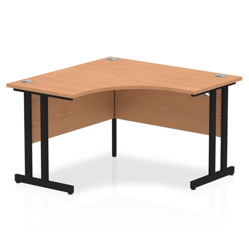 Dynamic Impulse W1200 x D1200/600 x H730mm Corner Desk With Cable Management Ports & Modesty Panel Cantilever Leg Oak Finish Black Frame - MI003282