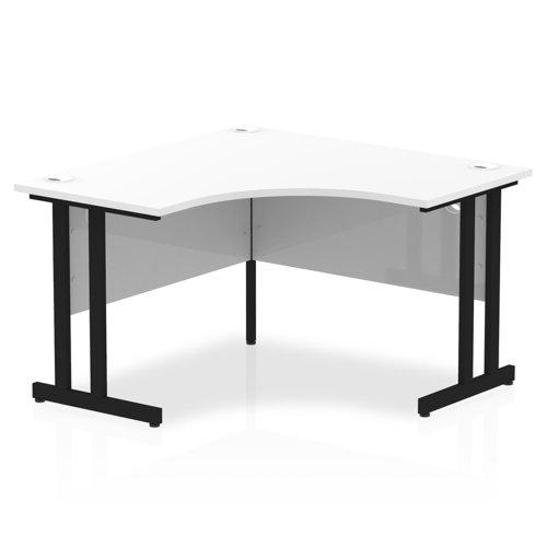 Dynamic Impulse W1200 x D1200/600 x H730mm Corner Desk With Cable Management Ports & Modesty Panel Cantilever Leg White Finish Black Frame - MI003312