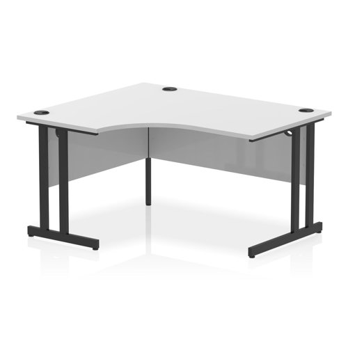 Dynamic Impulse W1400 x D1200/800 x H730mm Left Hand Crescent Desk With Cable Management Ports Cantilever Leg White Finish Black Frame - MI003317