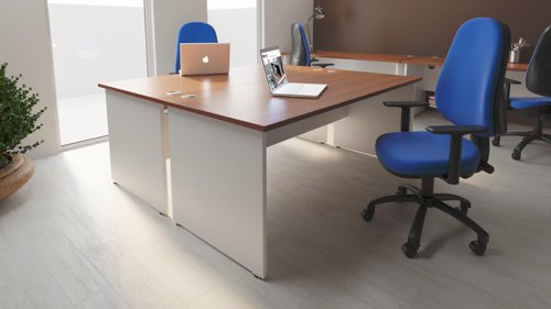 Impulse Straight Office Desk W1000 x D600 x H730mm Panel End Leg Walnut Finish White Frame - TT000079