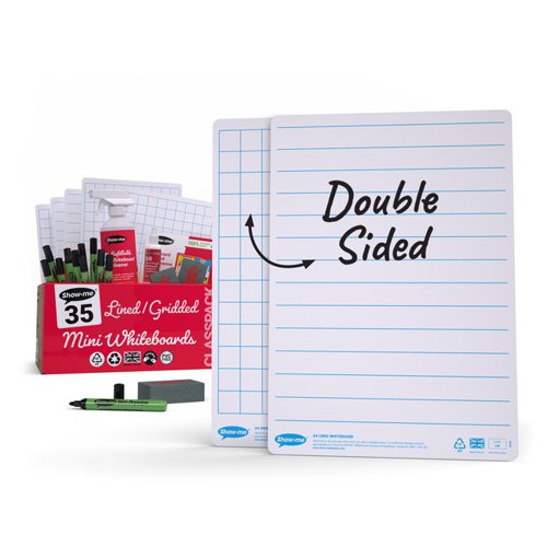 Show-me Classpack A4 Lined/Gridded Whiteboards and Accessories PK35 - C/GLB