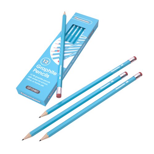 Classmaster Graphite Pencil Hexagonal Barrel HB with Eraser Tip (Pack 12) - GP12HBET