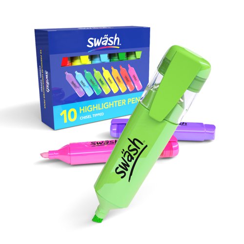 Swash Premium Highlighters Assorted Colours (Pack 10) - HLP10A