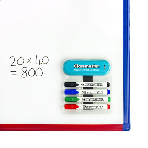 Classmaster Magnetic Whiteboard Organiser with Magnetic Eraser Includes 4 Classmaster Pens in Blue Black Black And Green  - MPHK