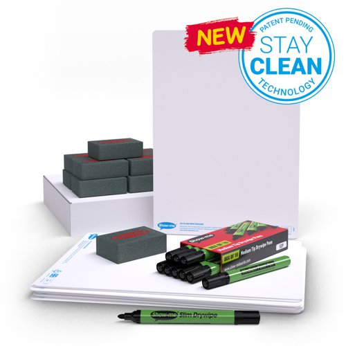 Show-me A4 Plain Whiteboards and Accessories PK10 - SMB10A