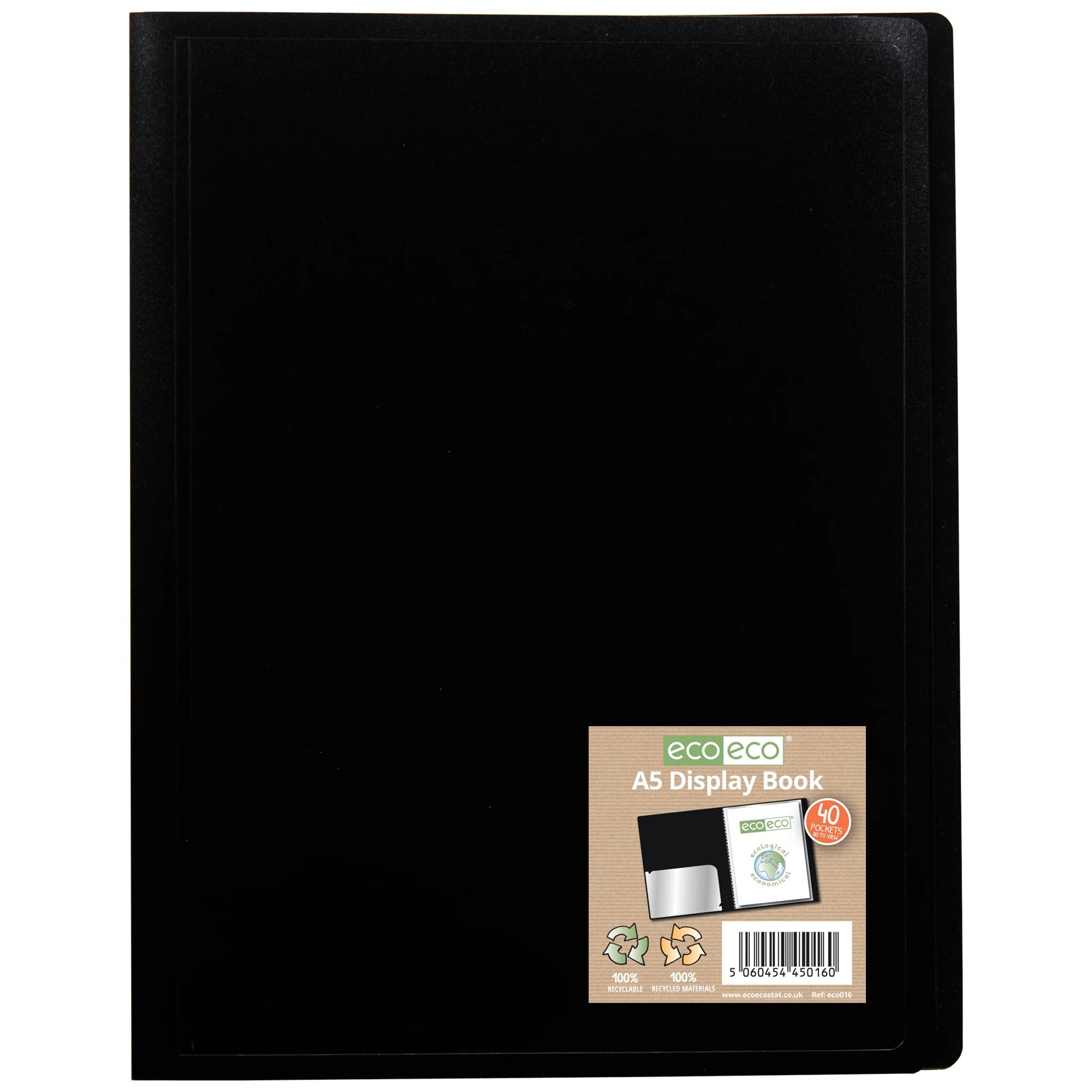 A5 100% Recycled 20 Pocket Flexicover Display Book - Single