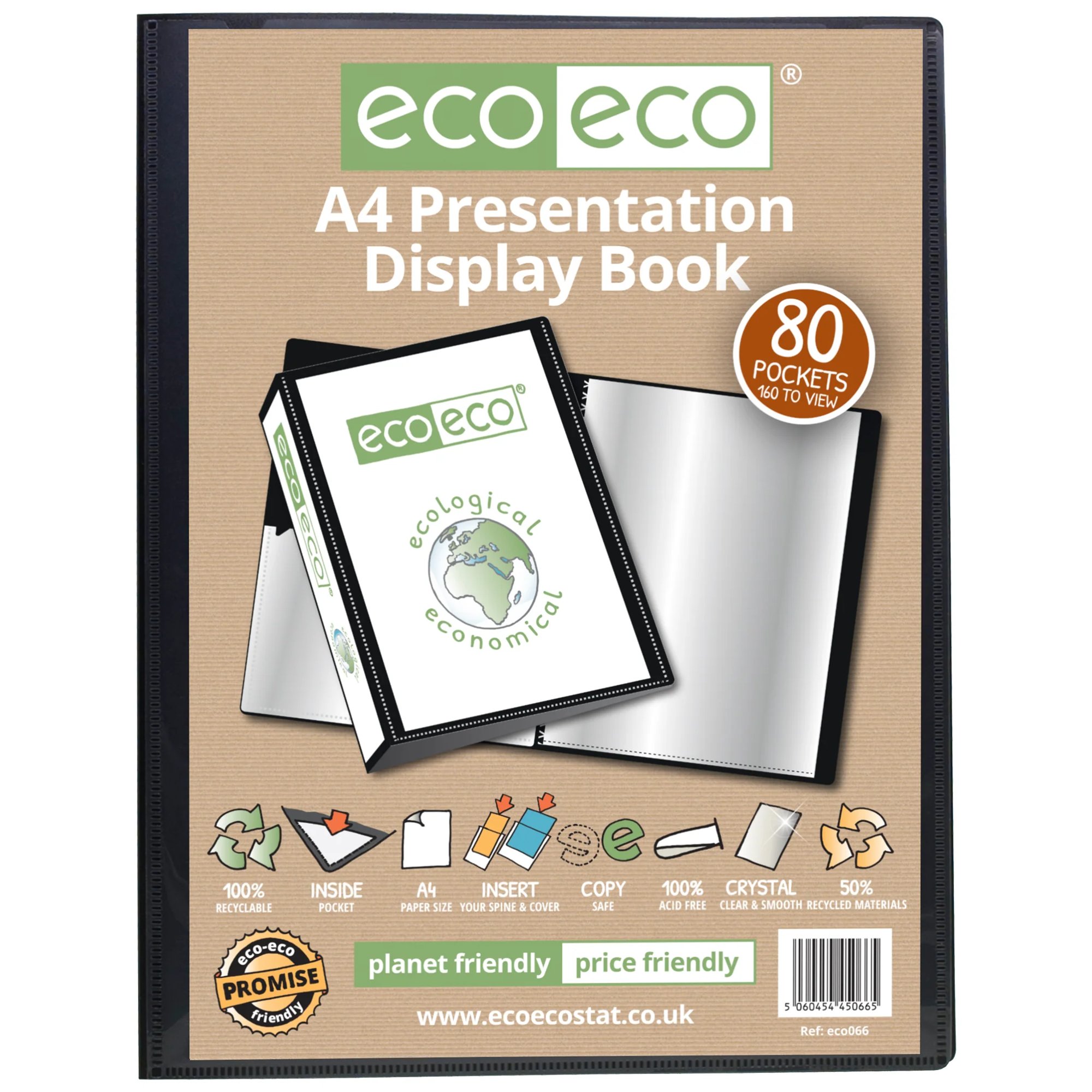A5 50% Recycled 100 Pocket Presentation Display Book & Box - Single