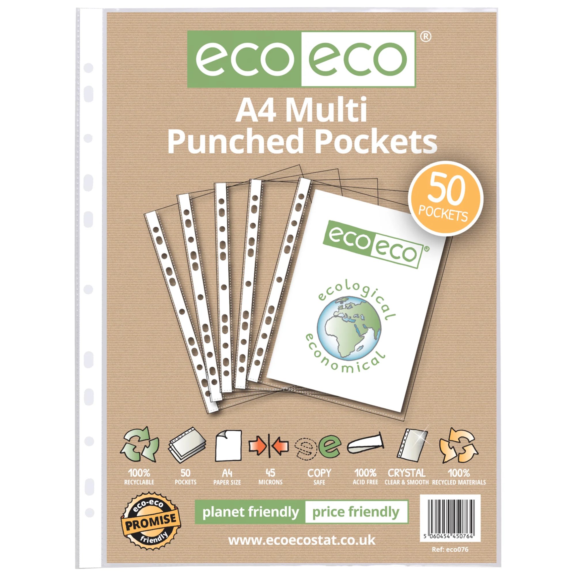 Pack 5 A5 50% Recycled Colour Press Stud Wallets - Pack of 5
