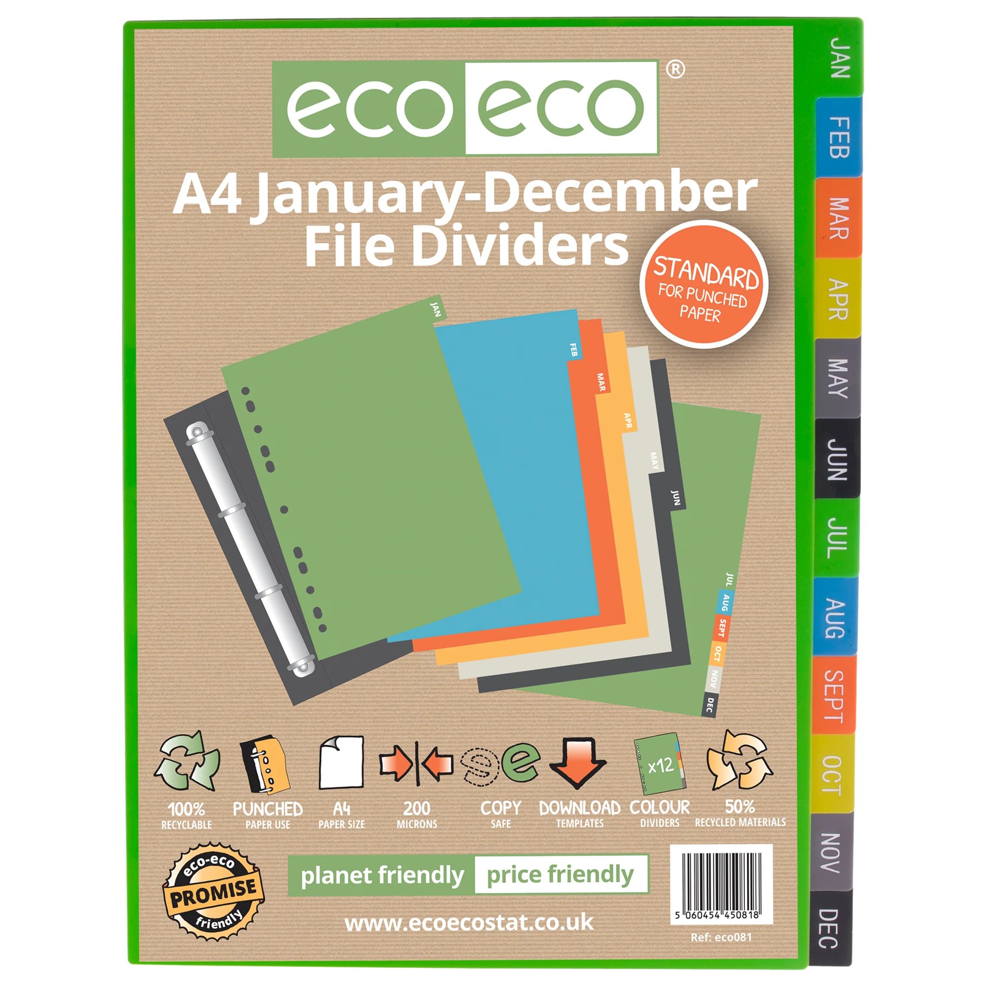 A3 50% Recycled Colour Press Stud Wallets - Pack of 5