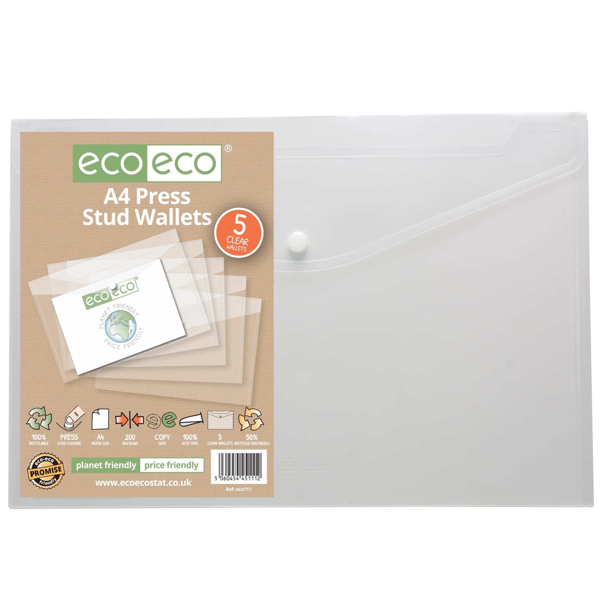 A4 50% Recycled Clear 20 Pocket Presentation Display Book - Single
