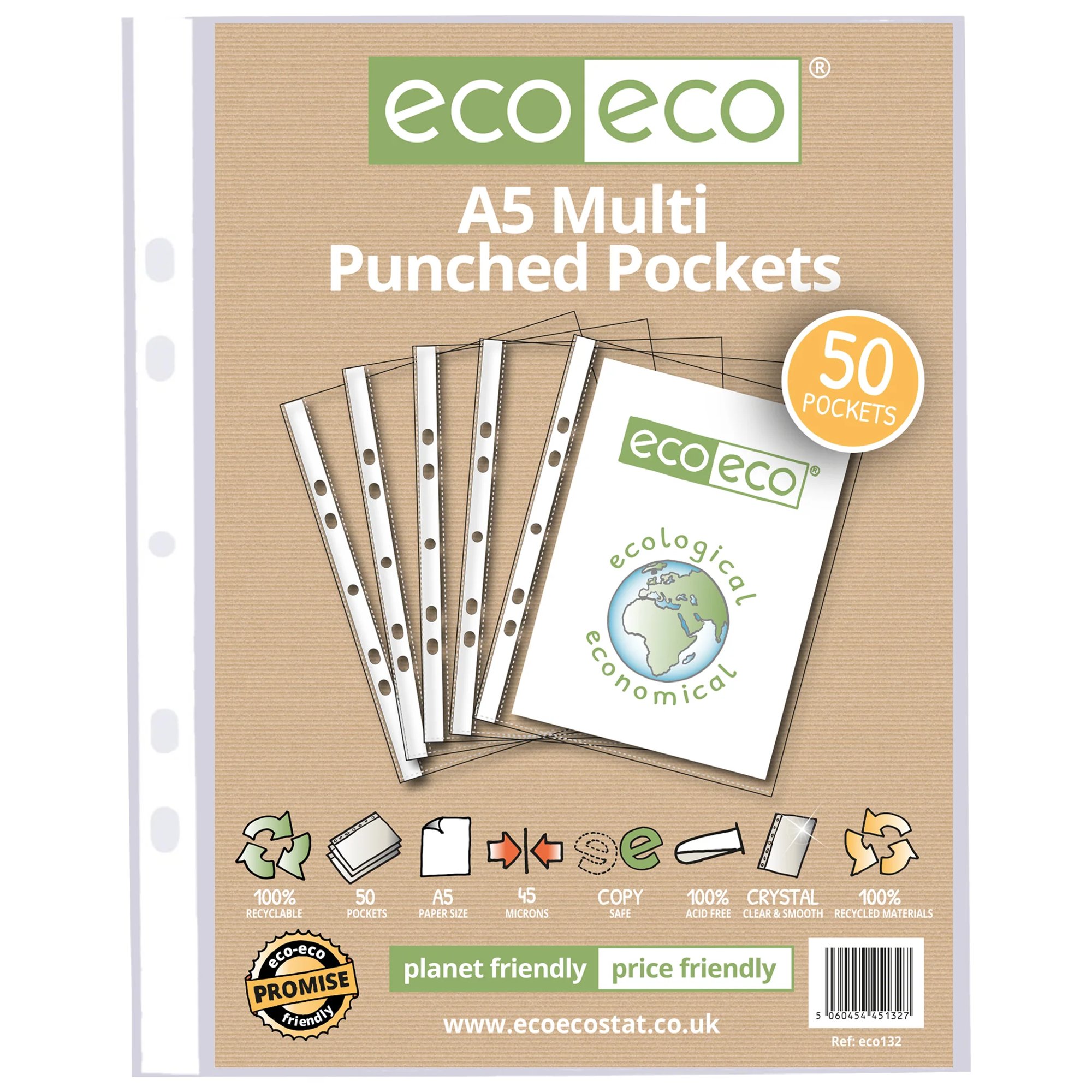 A5 50% Recycled Clear 60 Pocket Presentation Display Book - Single