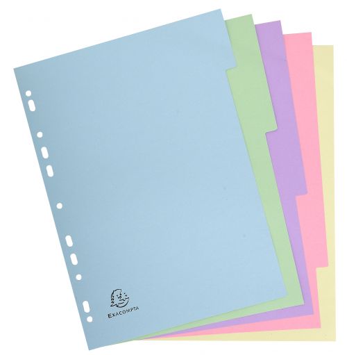 ExaCompatibleta Forever 170 GSM Recycled Pastel Dividers, A4 5 Part