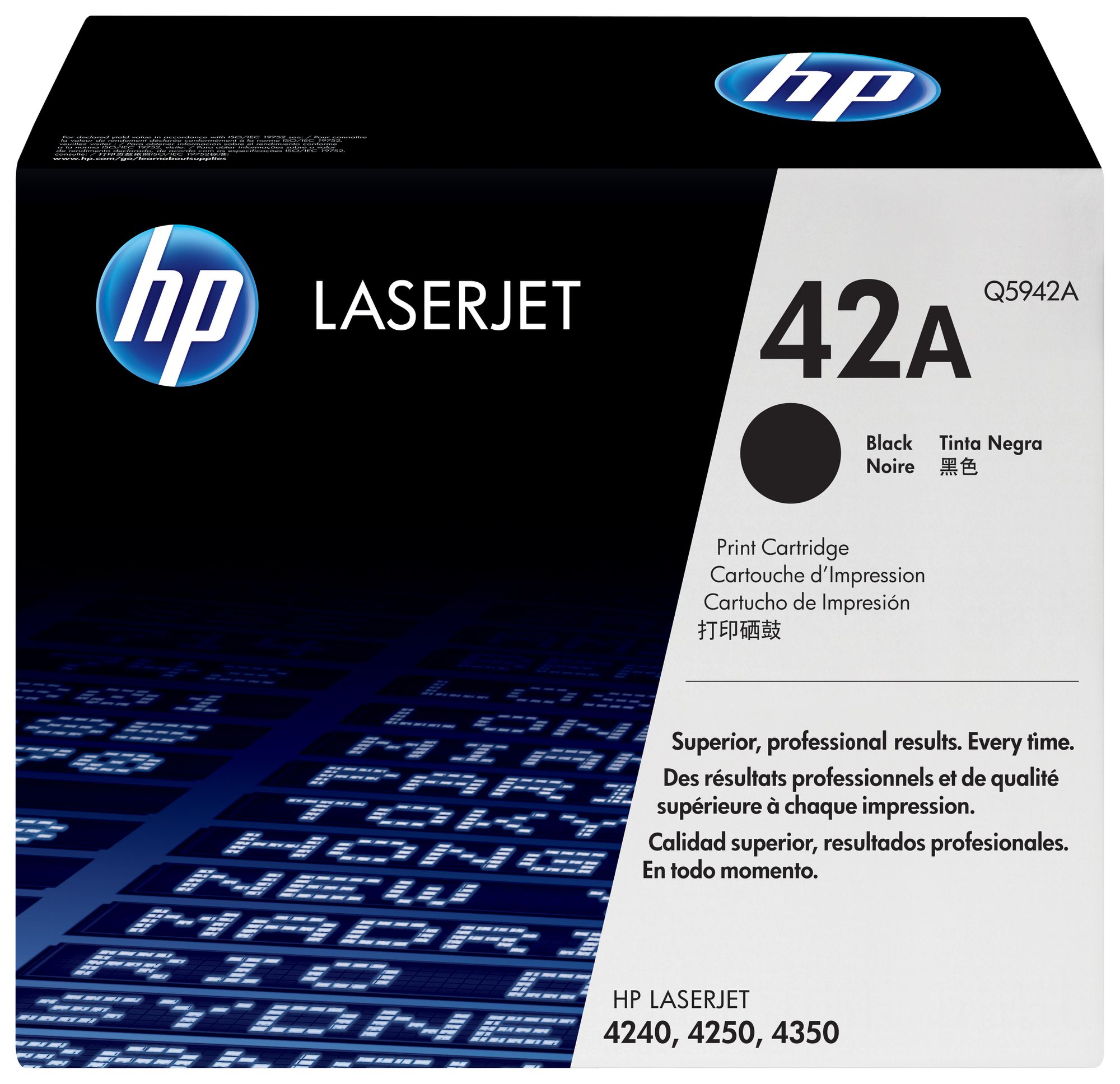HP 42A Black Standard Capacity Toner 10K pages for HP LaserJet 4250/4350 - Q5942A - GRADE A STOCK