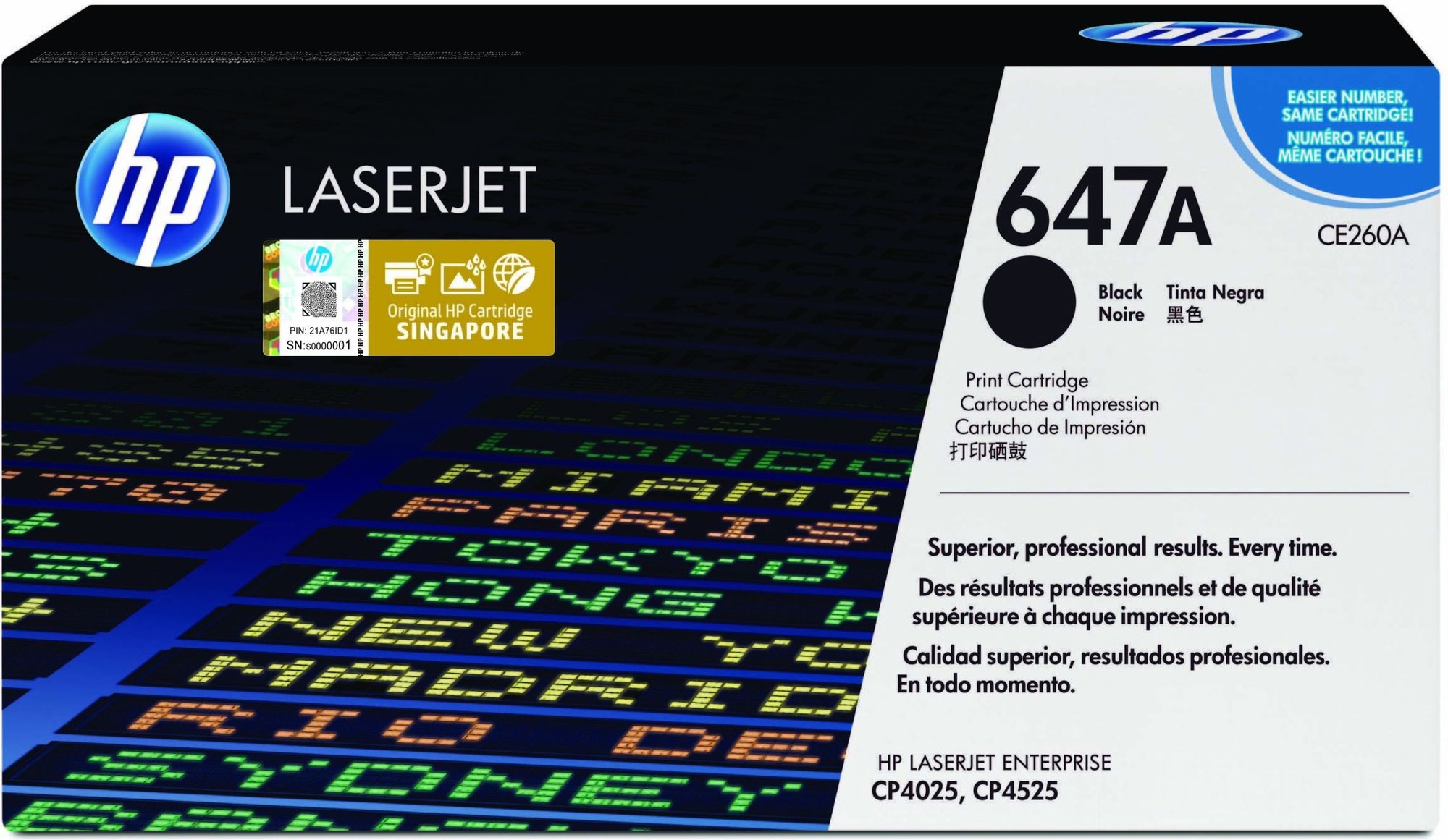 HP 647A Black Standard Capacity Toner 8.5K pages for HP Color LaserJet Enterprise CM4540/CP4025/CP4525 - CE260A - GRADE A STOCK