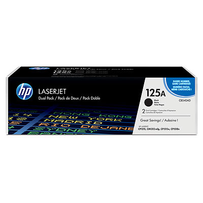 HP 125A Black Standard Capacity Toner 2.2K pages Twinpack for HP Color LaserJet CM1312/CP1215/CP1514/CP1515/CP1518 - CB540AD - GRADE A STOCK